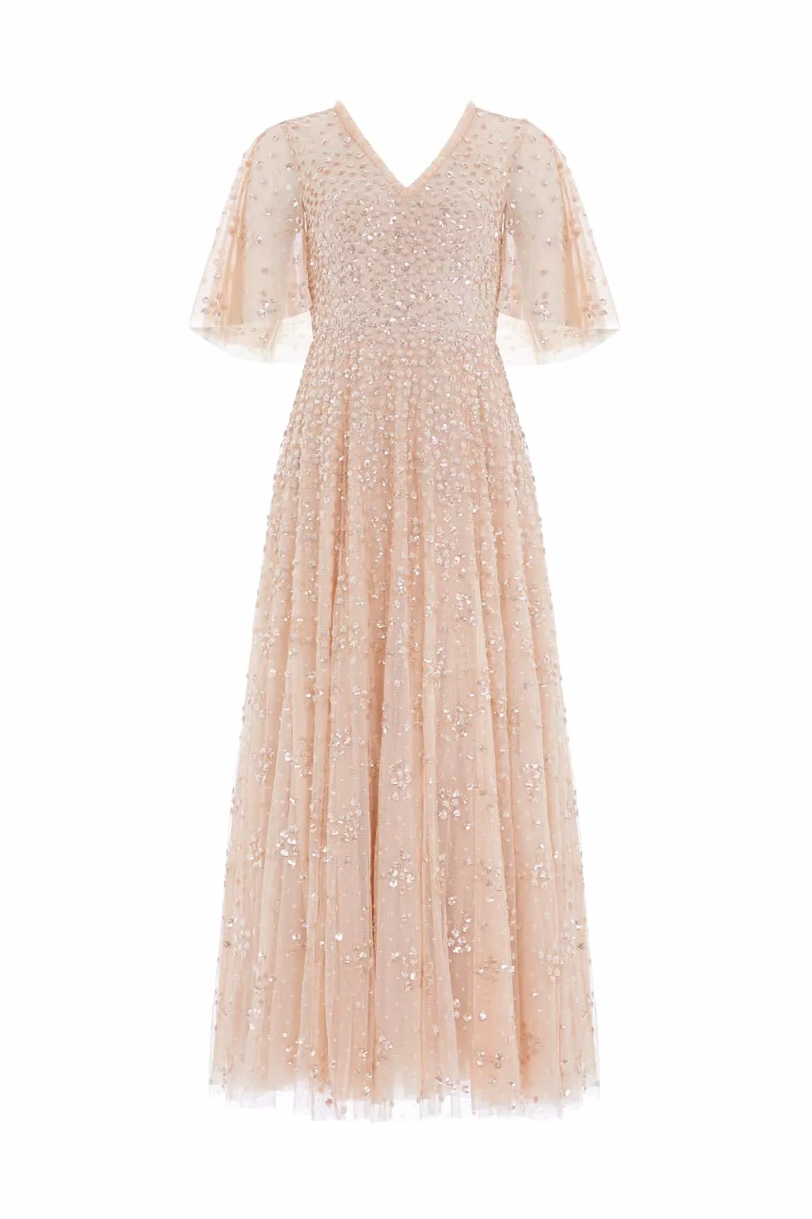 Leila Dot V-Neck Cape Ankle Gown sold by Needle & Thread product image thumbnail 3