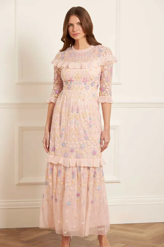 Flowerbed Embroidery Ankle Gown sold by Needle & Thread