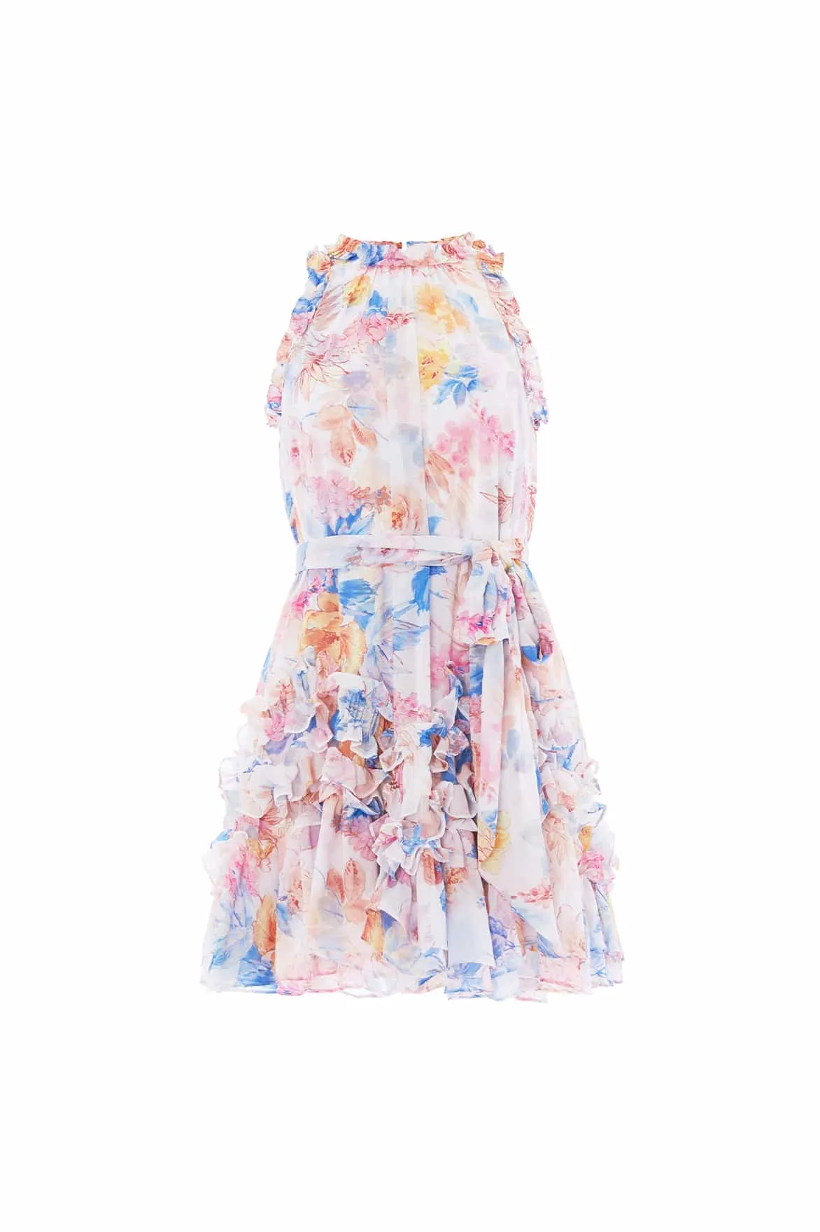 Mariannes Floral Chiffon Sleeveless Micro Mini Dress sold by Needle & Thread product image thumbnail 2