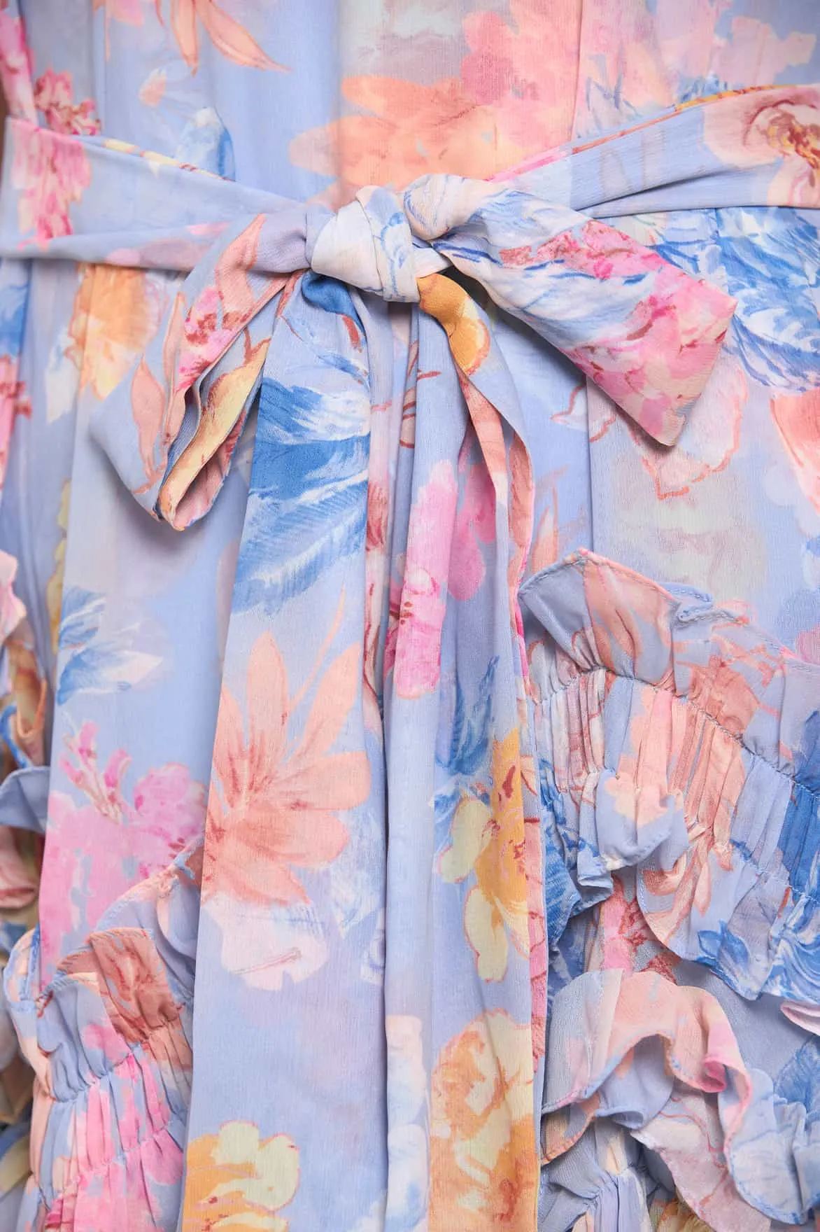 Mariannes Floral Chiffon Sleeveless Micro Mini Dress sold by Needle & Thread product image thumbnail 4