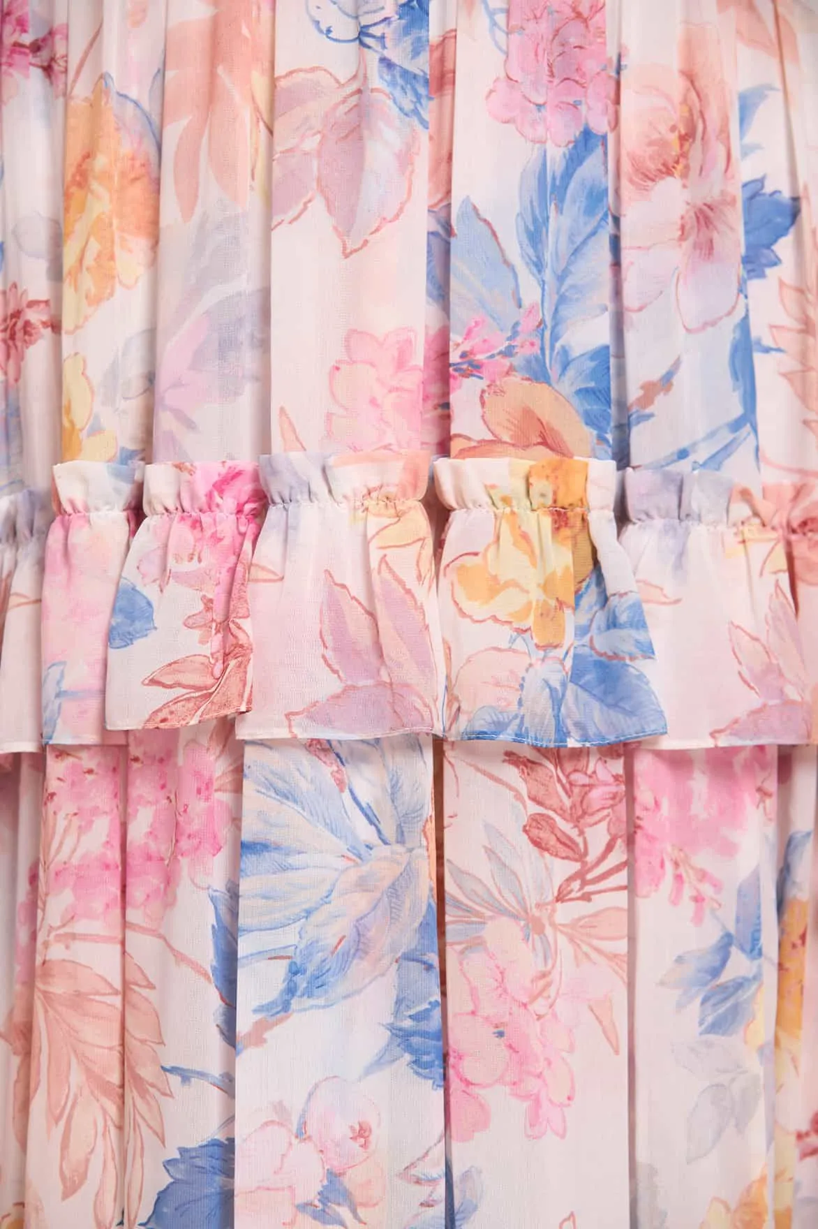 Mariannes Floral Chiffon Strapless Ankle Gown sold by Needle & Thread product image thumbnail 5