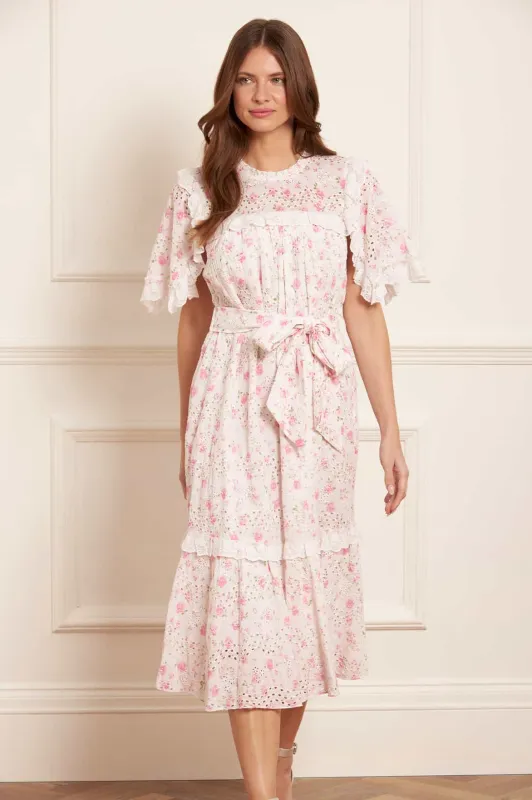 Rose Ditsy Cotton Broderie Midaxi Dress sold by Needle & Thread