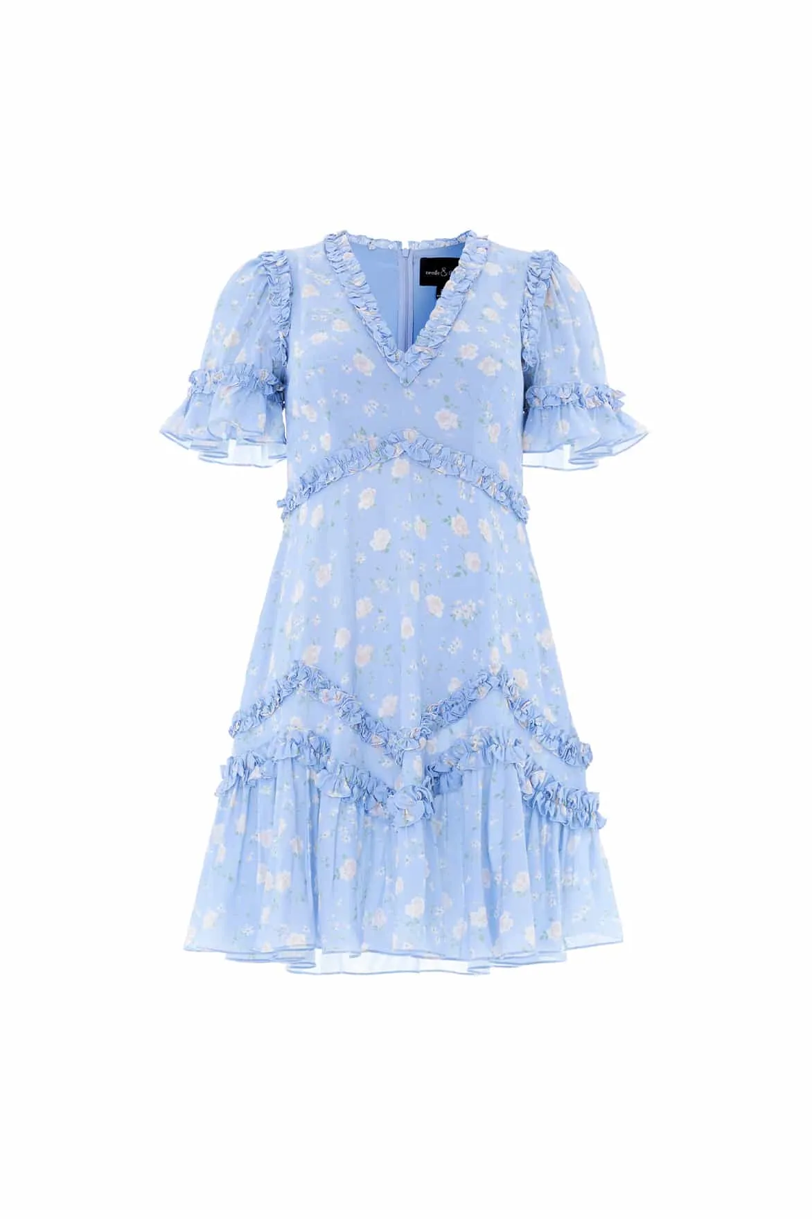 Rose Ditsy Satin V-Neck Micro Mini Dress sold by Needle & Thread product image thumbnail 2