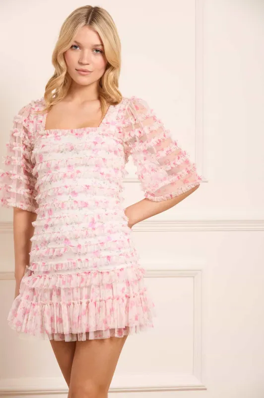 Rose Ditsy Short Sleeve Micro Mini Dress sold by Needle & Thread