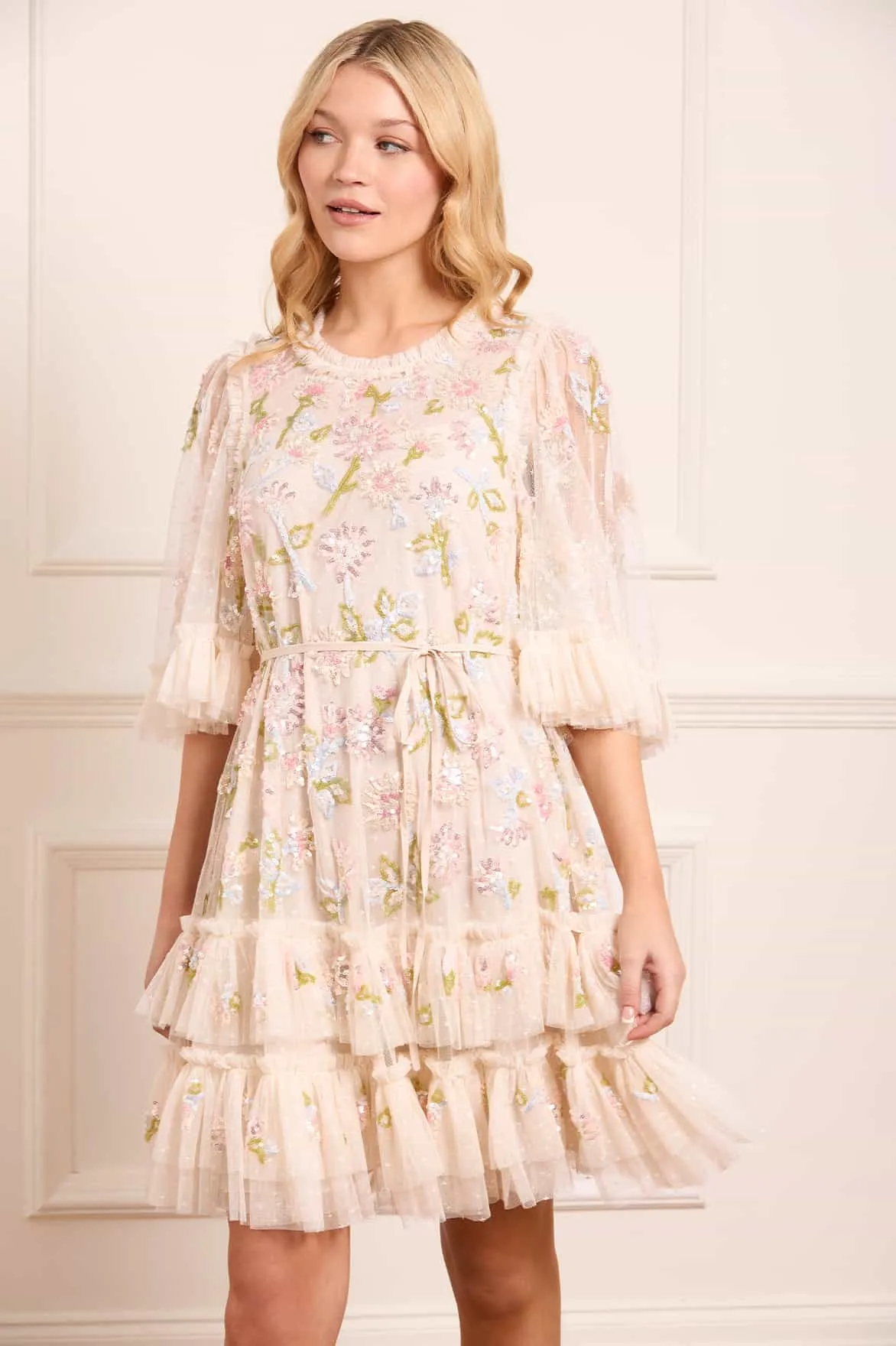 Sequin Dandelion Gloss Mini Dress sold by Needle & Thread