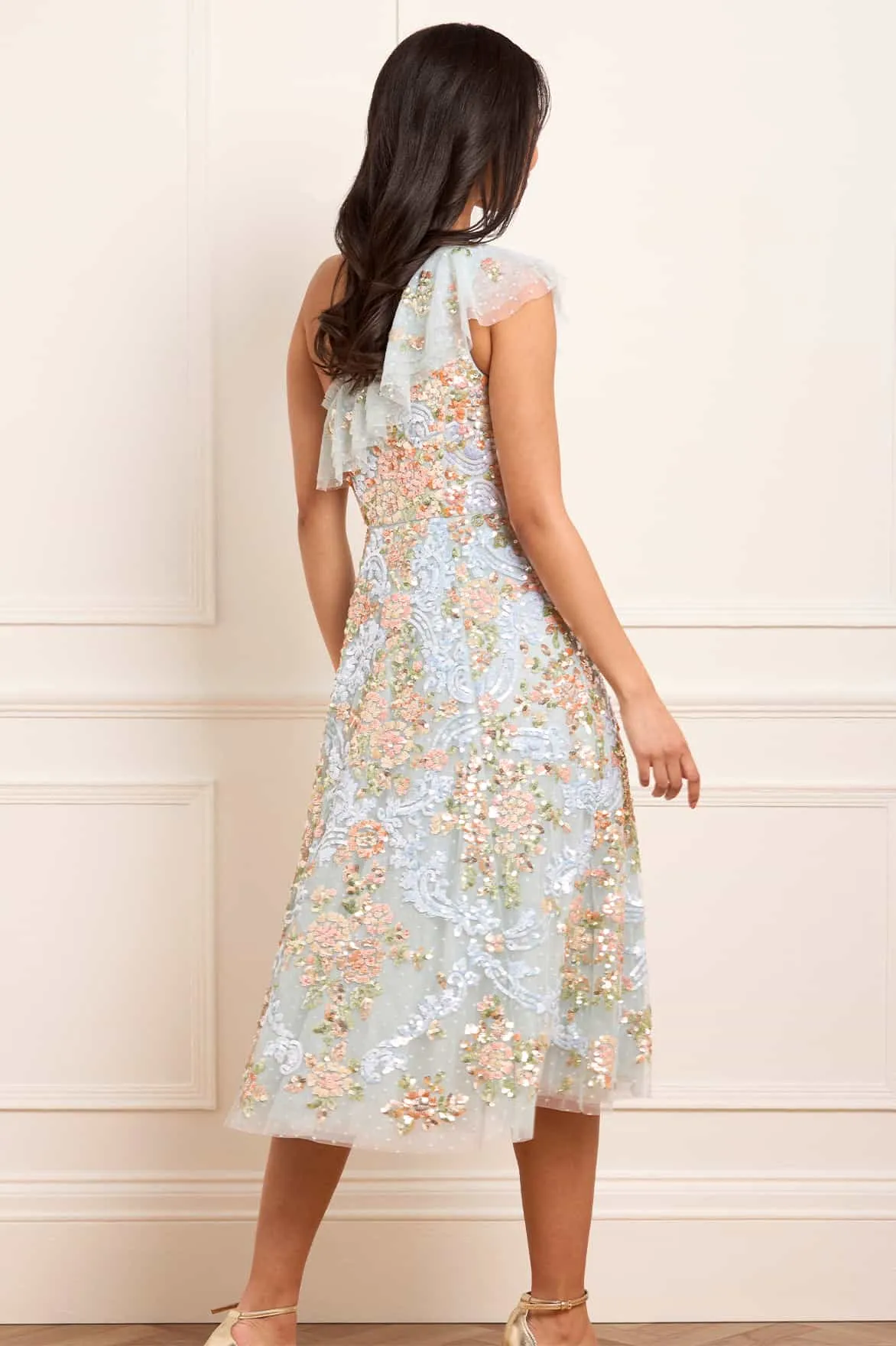 Baroque Floral One-Shoulder Midaxi Dress sold by Needle & Thread product image thumbnail 5