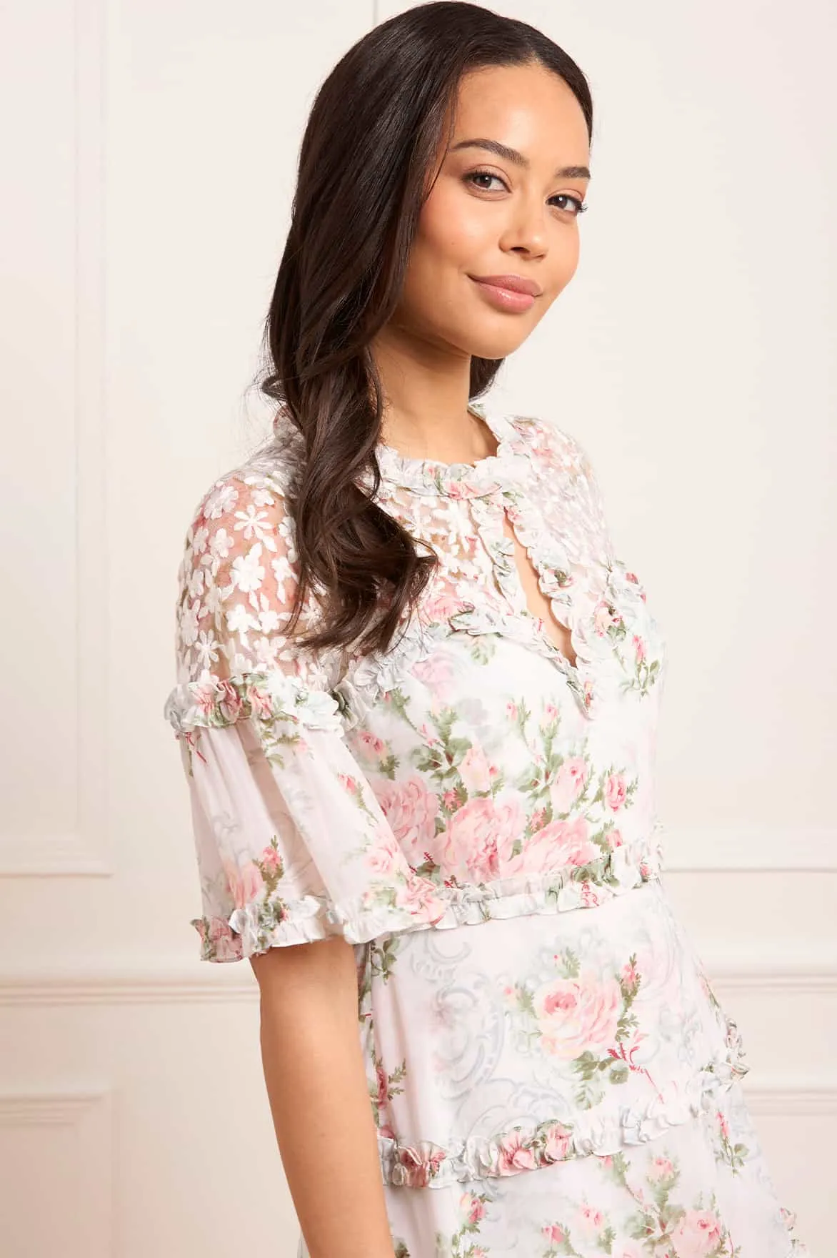 Madame Rose Carla Chiffon Ankle Gown sold by Needle & Thread product image thumbnail 3