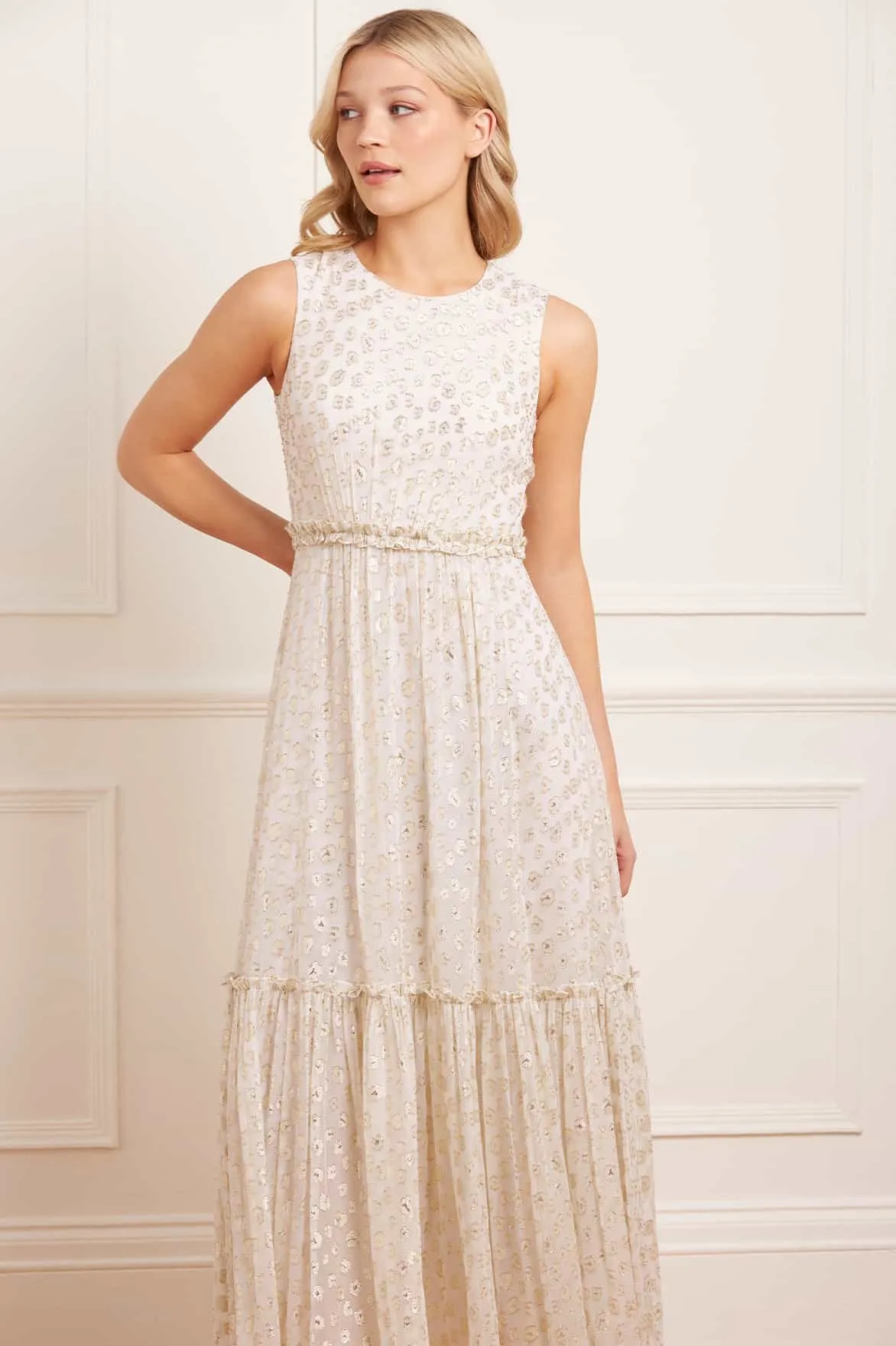 Harper Lurex Cape Ankle Gown sold by Needle & Thread product image thumbnail 3