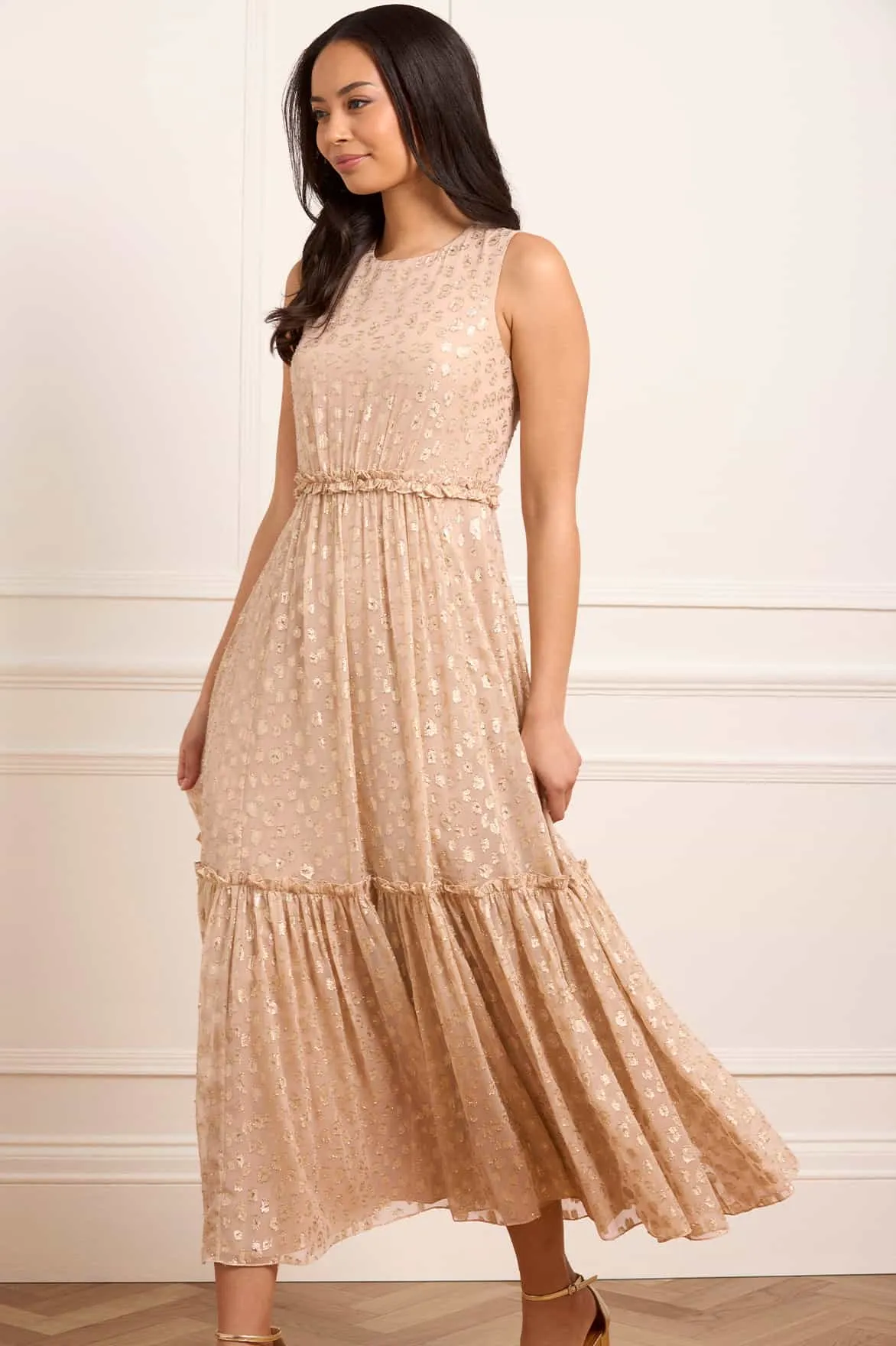 Harper Lurex Cape Ankle Gown sold by Needle & Thread product image thumbnail 3