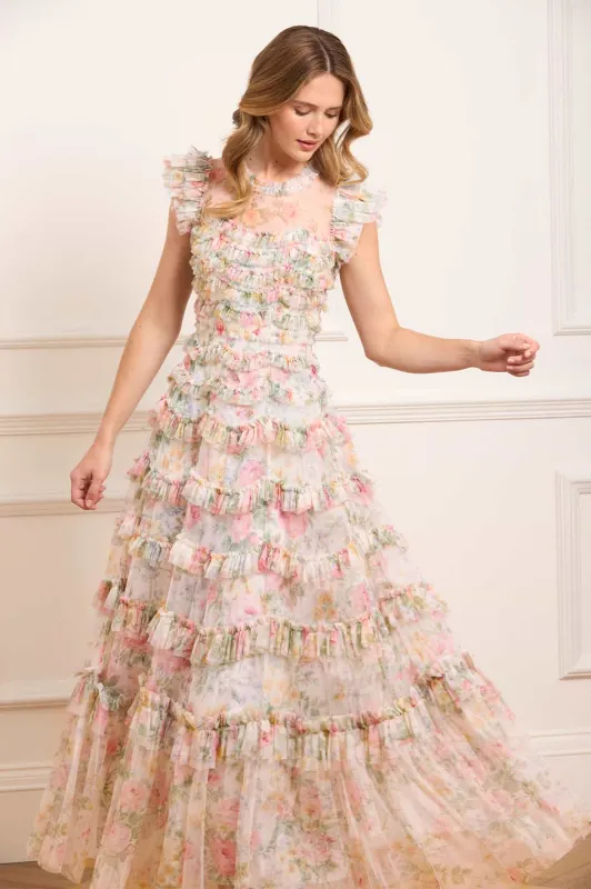 Pompadour Garden Round Neck Gown sold by Needle & Thread