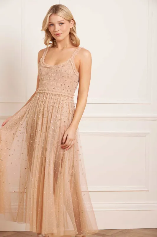 Sequin Giselle Smocked Cami Ankle Gown sold by Needle & Thread