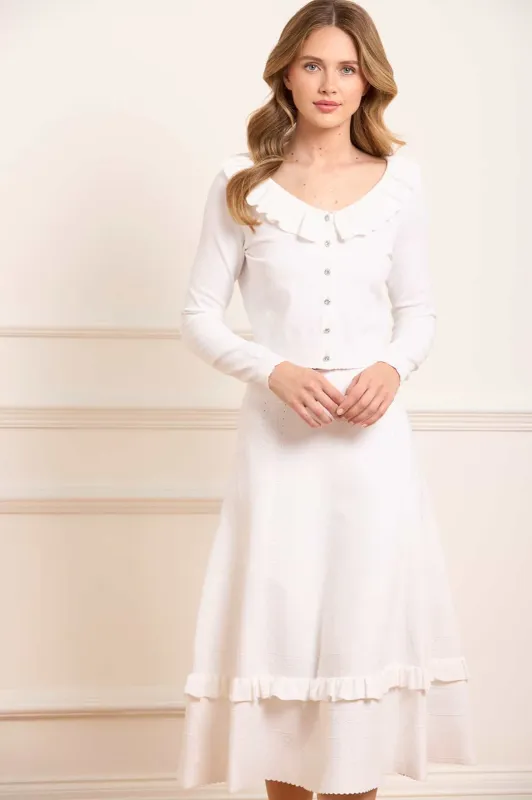 Pointelle Trim Knit Short Cardigan sold by Needle & Thread