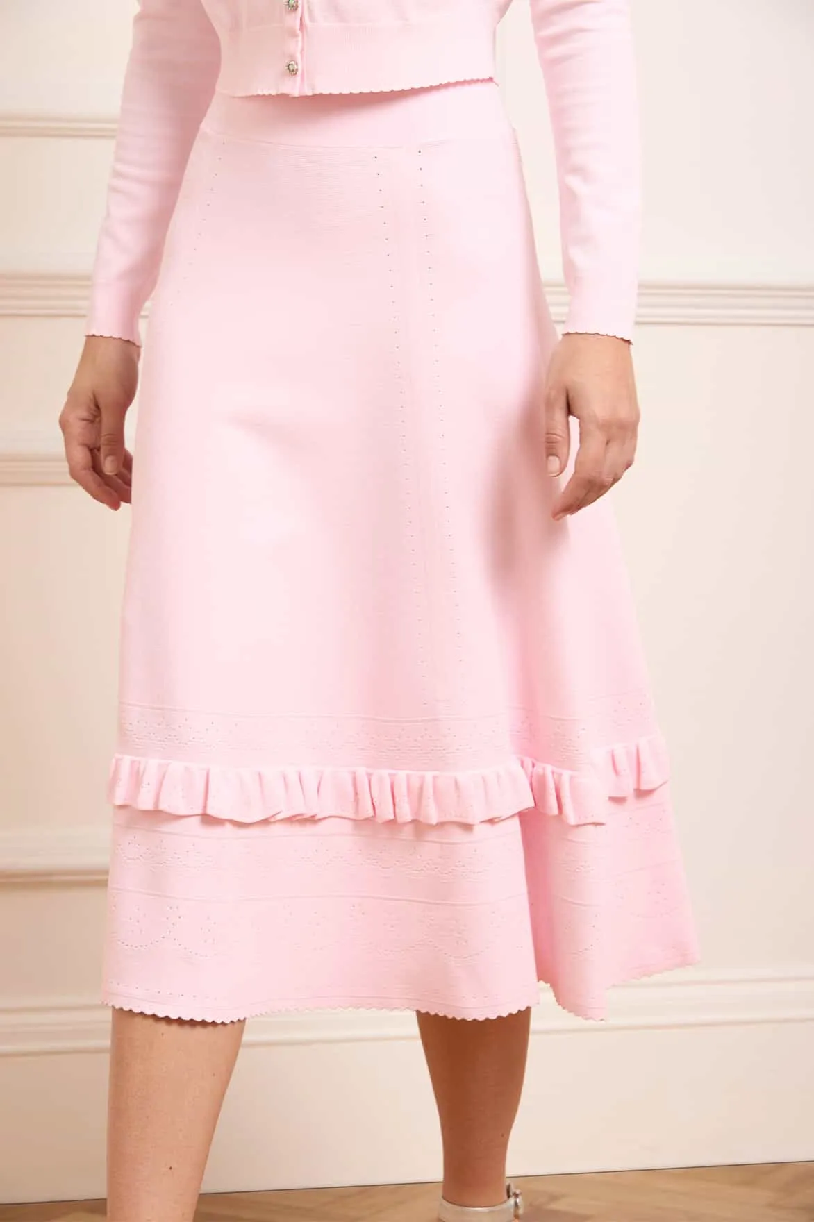 Pointelle Trim Knit Skirt sold by Needle & Thread product image thumbnail 3