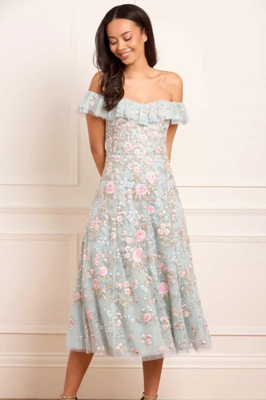 Antoinettes Floral Off-Shoulder Ballerina Dress sold by Needle & Thread