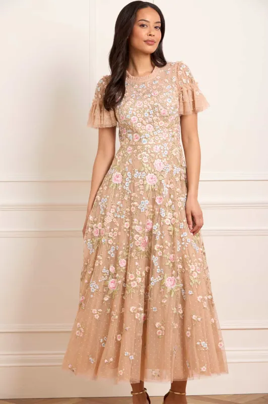 Antoinettes Floral Round Neck Ankle Gown sold by Needle & Thread