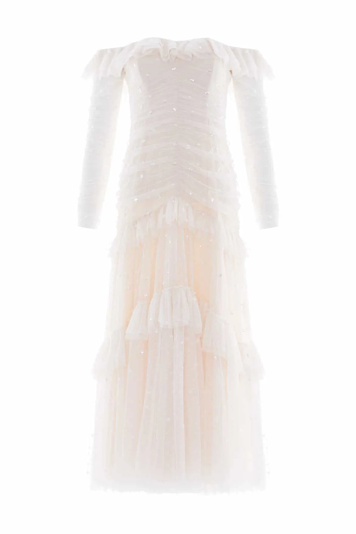 Sequin Glimmer Rouched Off-Shoulder Gown sold by Needle & Thread product image thumbnail 2