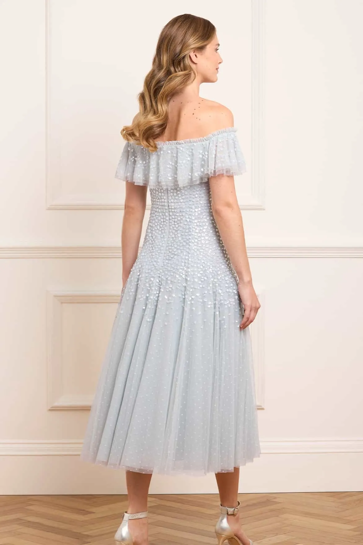 Dappled Sequin Off-Shoulder Ballerina Dress sold by Needle & Thread product image thumbnail 4