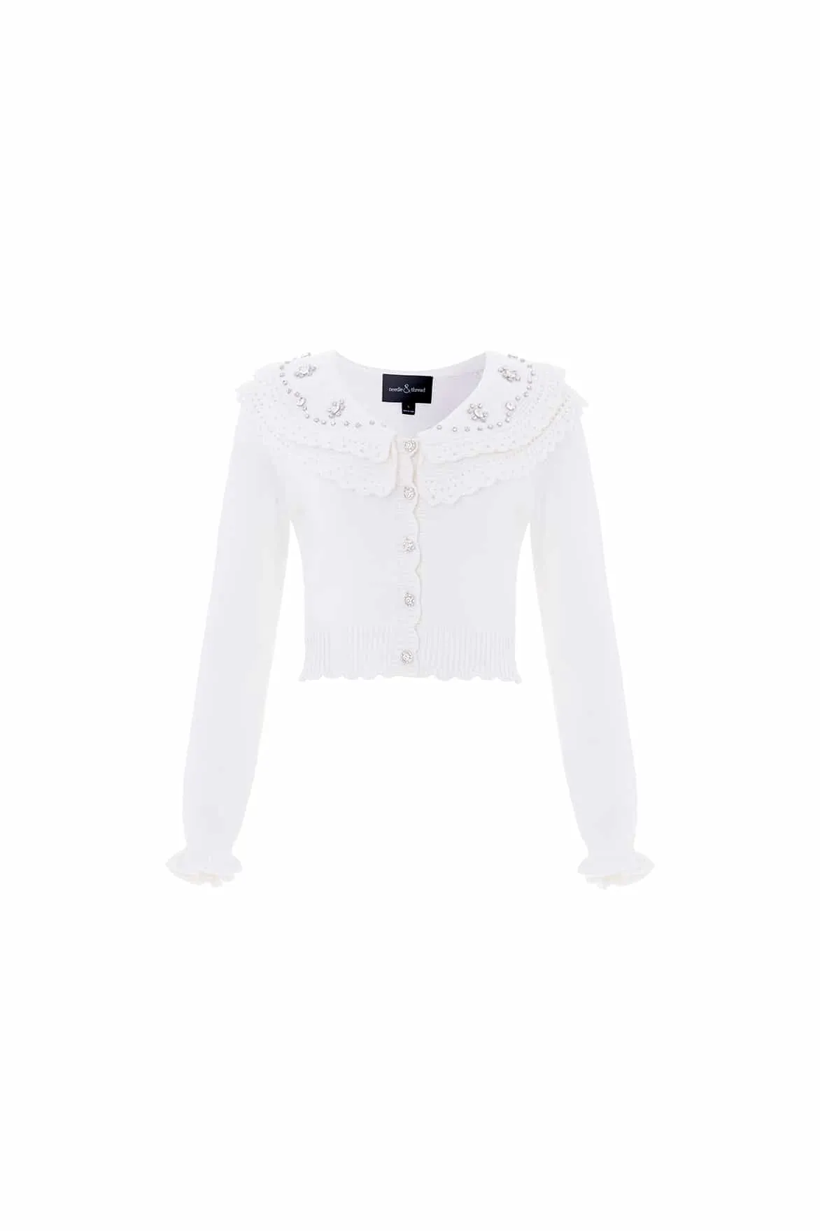 Embellished Collar V-Neck Cardigan sold by Needle & Thread