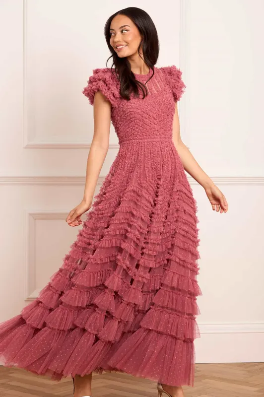 La Vie En Rose Round Neck Short Sleeve Gown sold by Needle & Thread