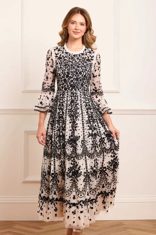 Adeline Round Neck Ankle Gown sold by Needle & Thread