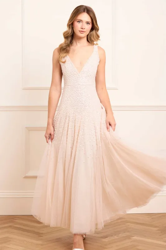 Sequin Cascade Cami Plunge Gown sold by Needle & Thread