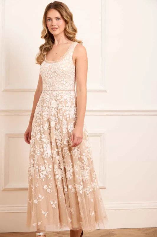 Rosa Scoop Neck Ankle Gown sold by Needle & Thread