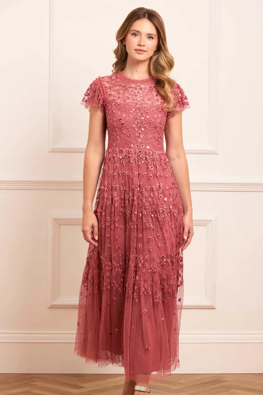 Clover Short Sleeve Ankle Gown sold by Needle & Thread