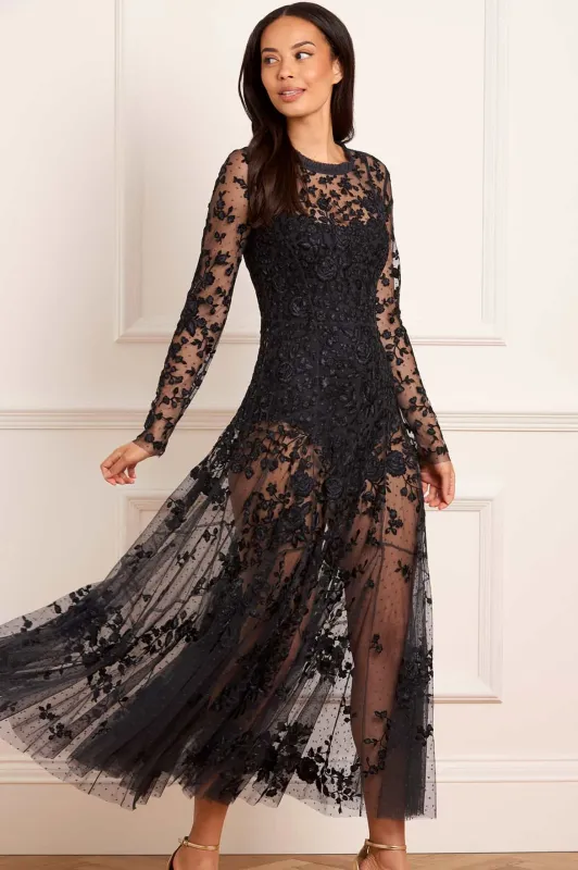 Rosa Sheer Ankle Gown sold by Needle & Thread