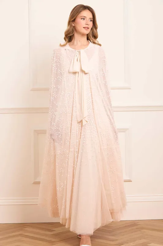 Dappled Sequin Hooded Long Cape sold by Needle & Thread