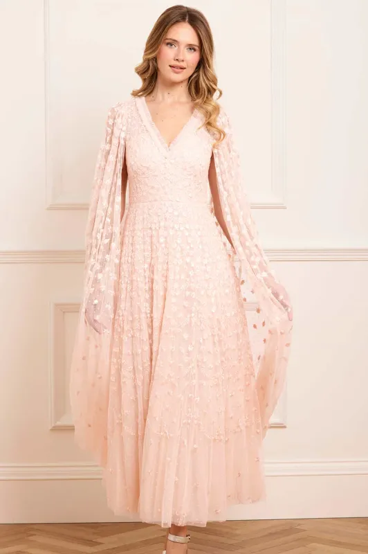 Clover Cape Sleeve Ankle Gown sold by Needle & Thread