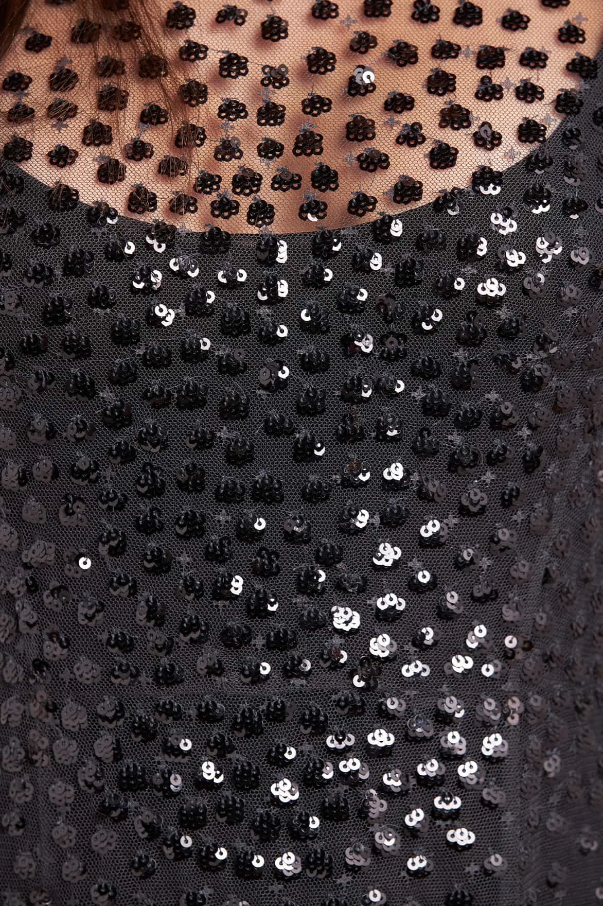 Scallop Sequin Sheer Bow Ankle Gown sold by Needle & Thread product image thumbnail 4