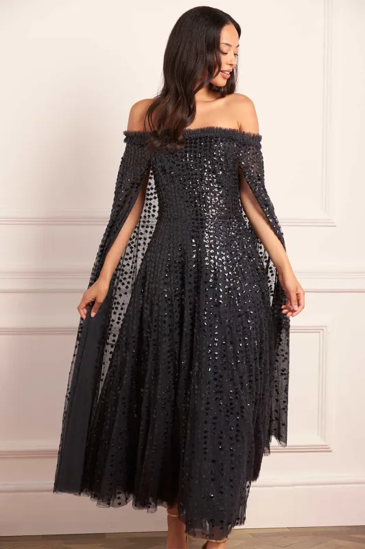 Raindrop Cape Ankle Gown sold by Needle & Thread