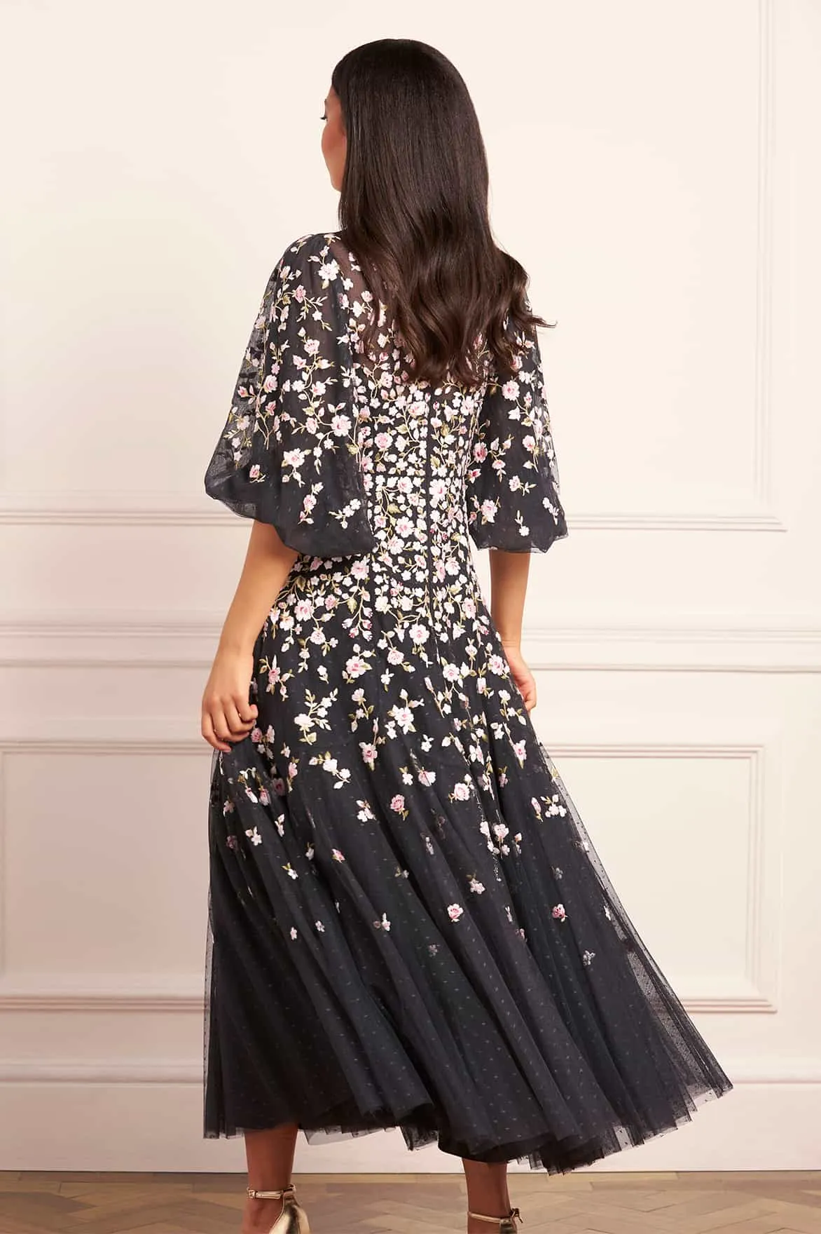 Sylvia Rose Round Neck Ankle Gown sold by Needle & Thread product image thumbnail 5