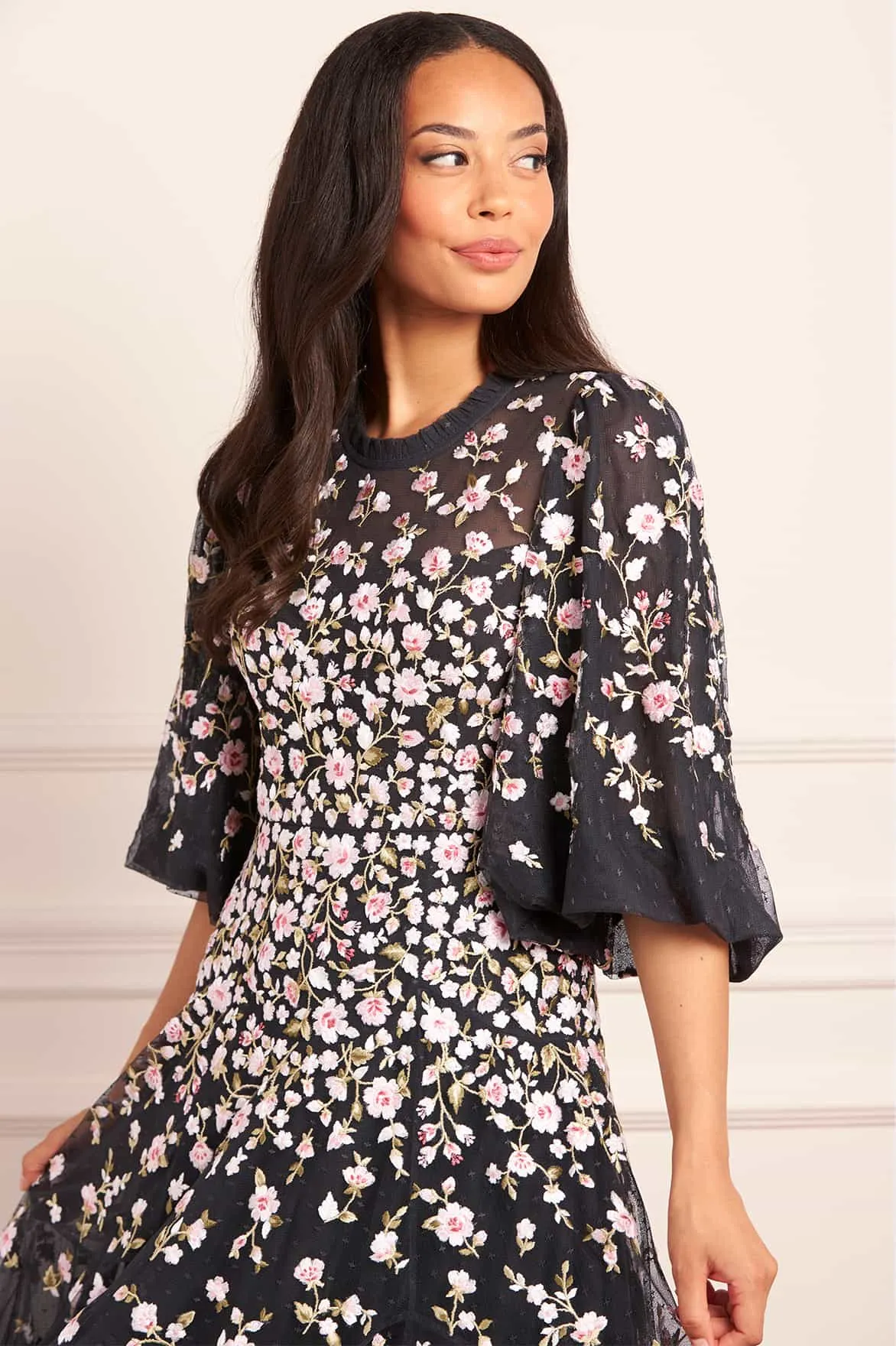 Sylvia Rose Round Neck Ankle Gown sold by Needle & Thread product image thumbnail 3