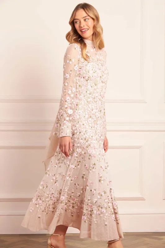 Sylvia Rose Long Sleeve Ankle Gown sold by Needle & Thread