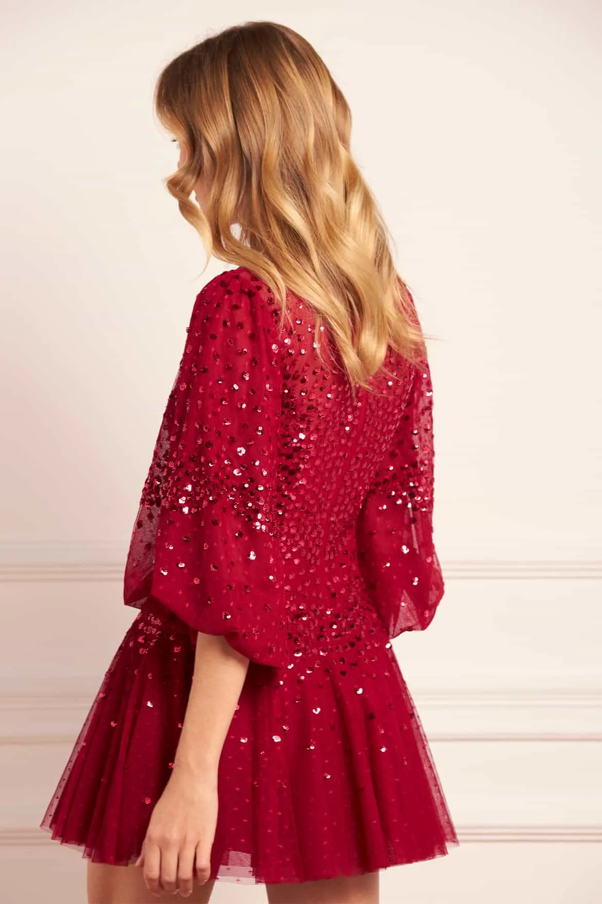 Scallop Sequin Round Neck Micro Mini Dress sold by Needle & Thread product image thumbnail 5