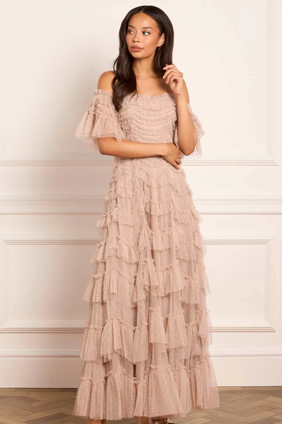 Aviana Off-Shoulder Gown sold by Needle & Thread