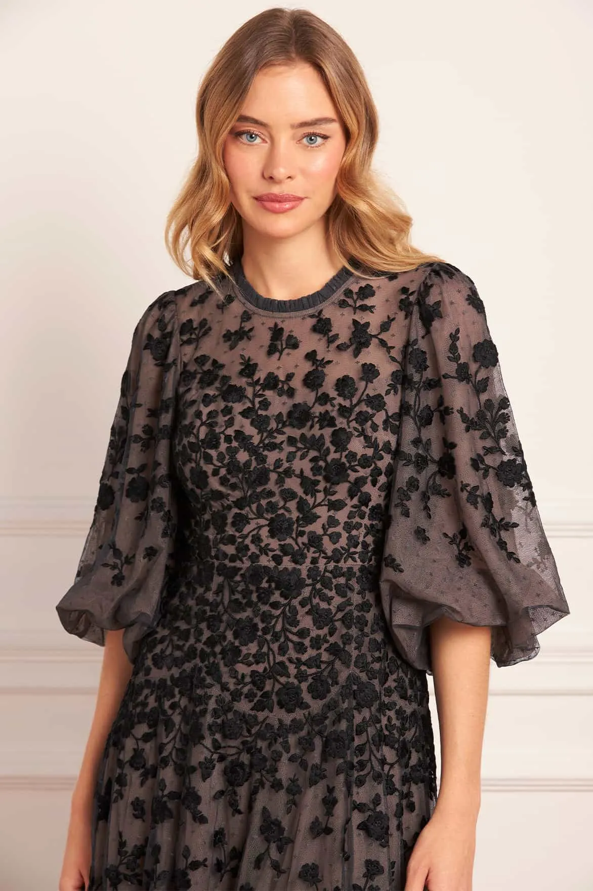 Sylvia Rose Round Neck Ankle Gown sold by Needle & Thread product image thumbnail 3