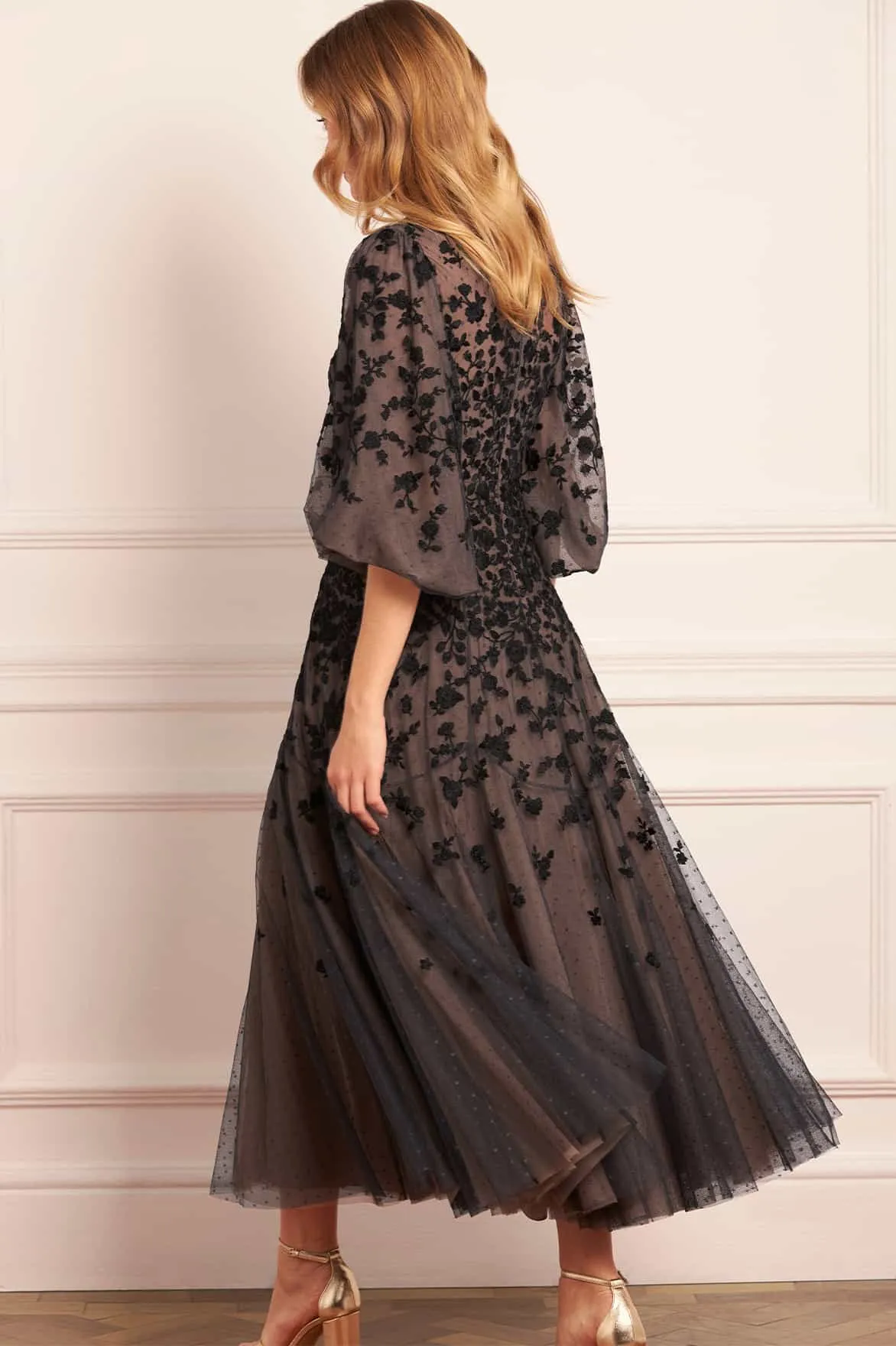 Sylvia Rose Round Neck Ankle Gown sold by Needle & Thread product image thumbnail 5