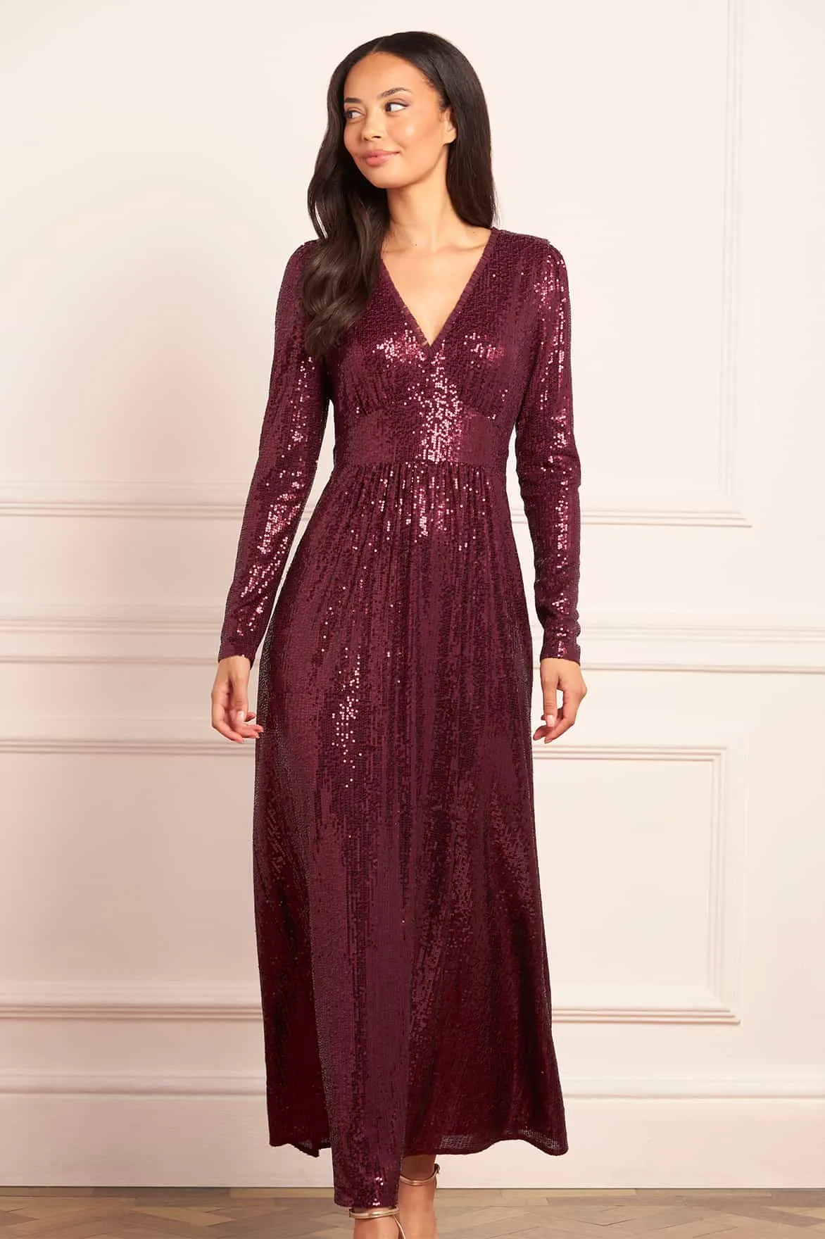 Chelsea V-Neck Gown sold by Needle & Thread product image thumbnail 3