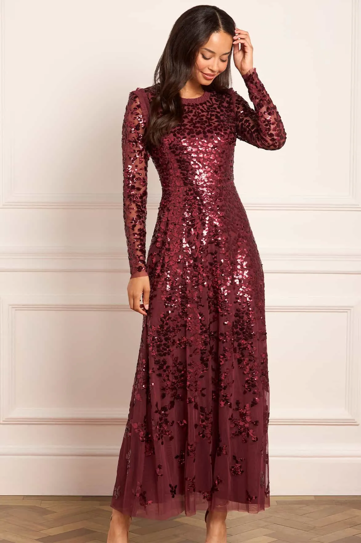 Rosanna Lattice Round Neck Gown sold by Needle & Thread