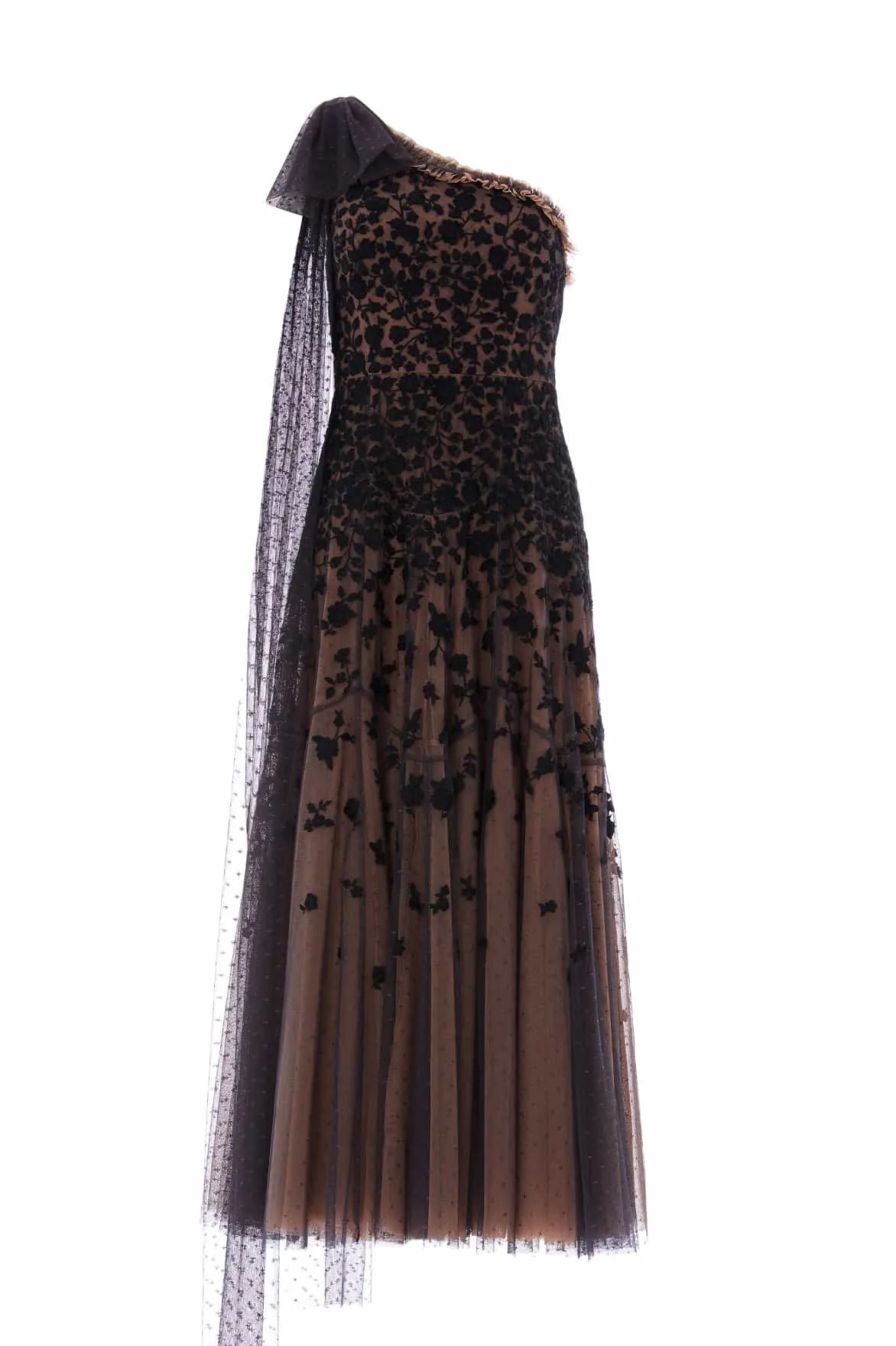 Sylvia Rose One-Shoulder Bow Ankle Gown sold by Needle & Thread product image thumbnail 2