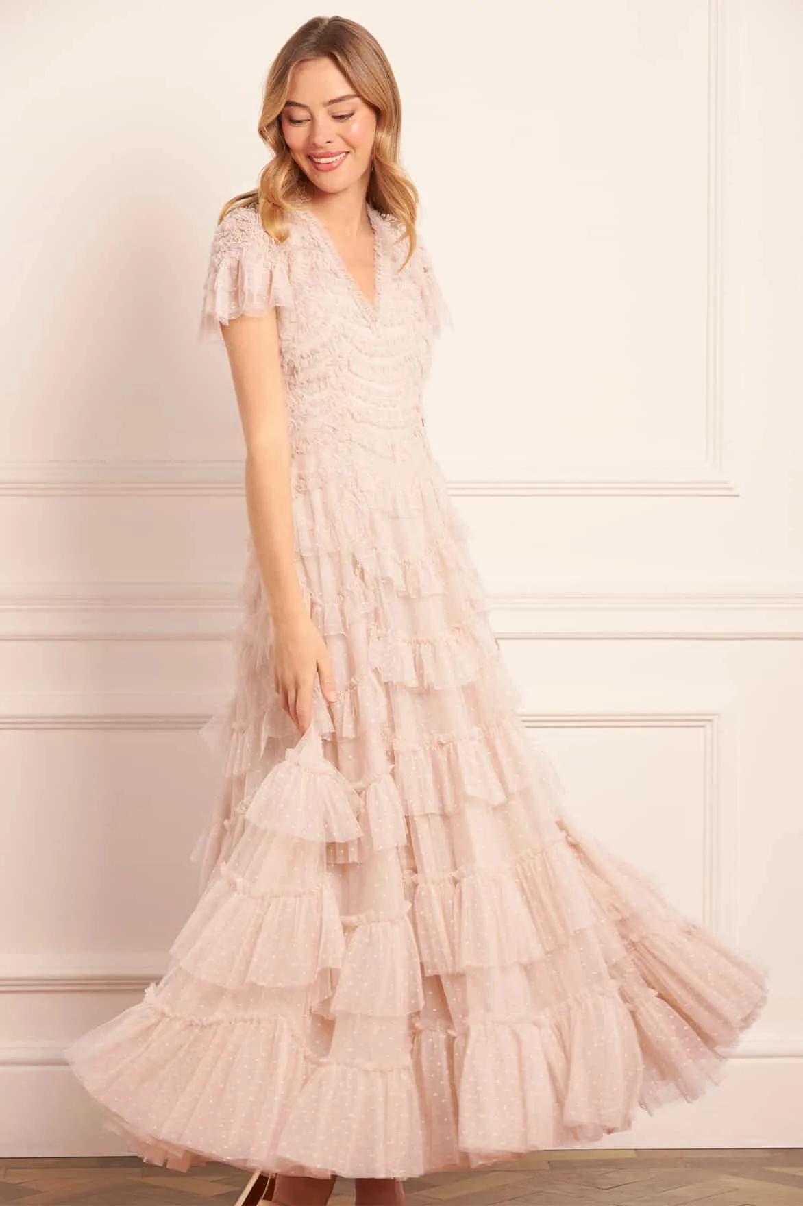 Aviana V-Neck Gown sold by Needle & Thread