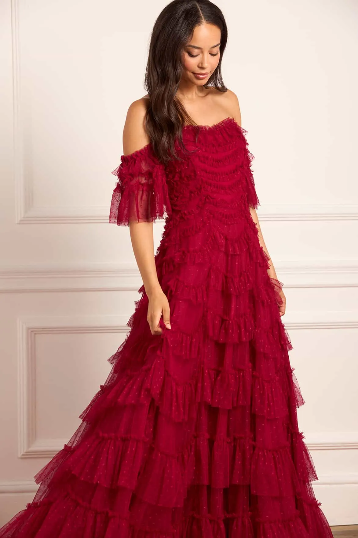 Aviana Off-Shoulder Gown sold by Needle & Thread