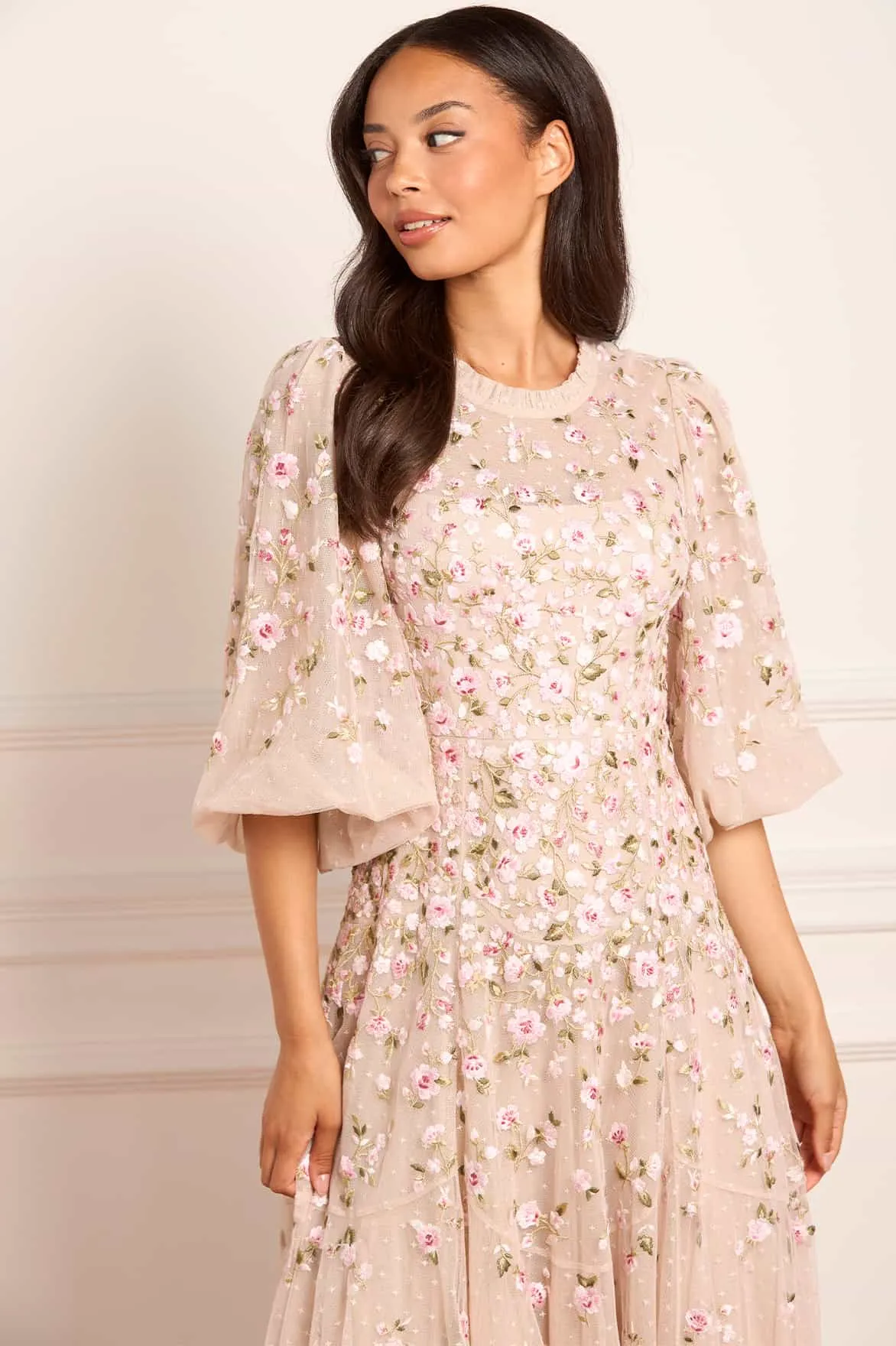 Sylvia Rose Round Neck Ankle Gown sold by Needle & Thread product image thumbnail 4