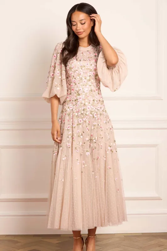 Sylvia Rose Round Neck Ankle Gown sold by Needle & Thread