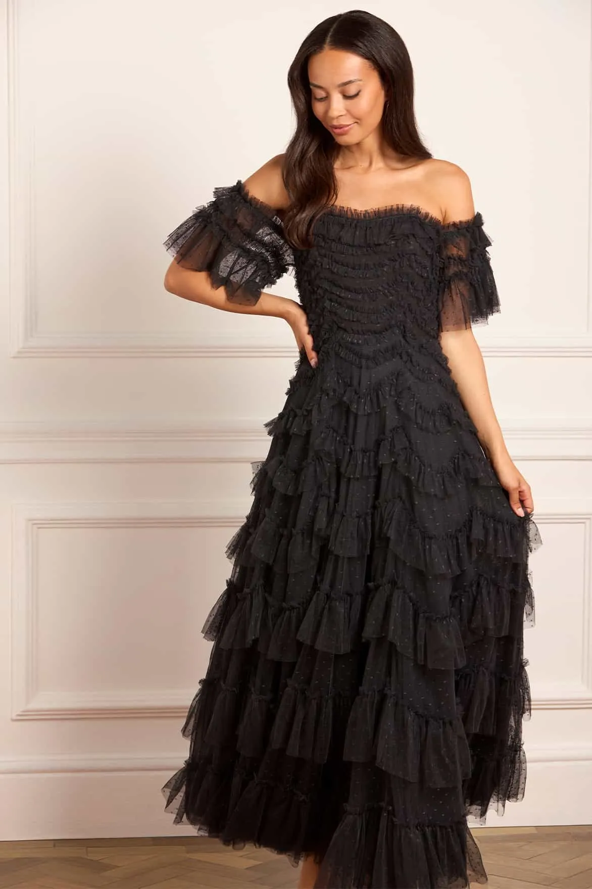 Aviana Off-Shoulder Gown sold by Needle & Thread