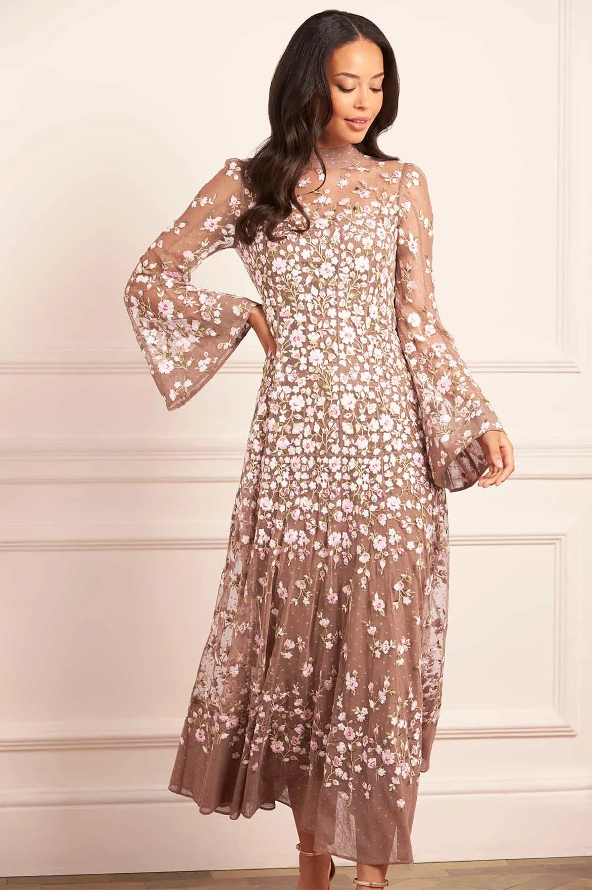 Sylvia Rose Long Sleeve Ankle Gown sold by Needle & Thread