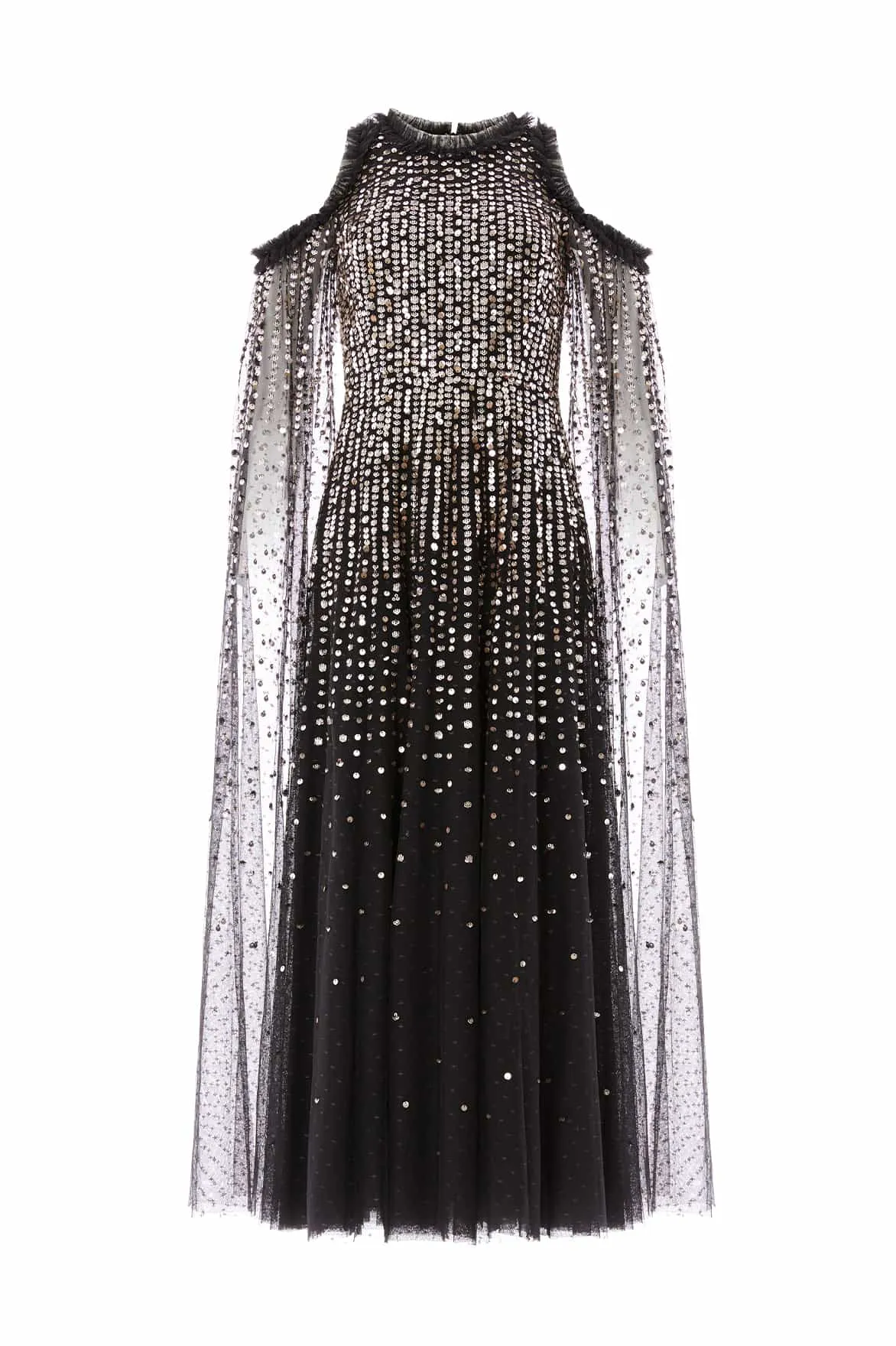 Moonlight Sequin Cape Sleeve Ankle Gown sold by Needle & Thread product image thumbnail 2