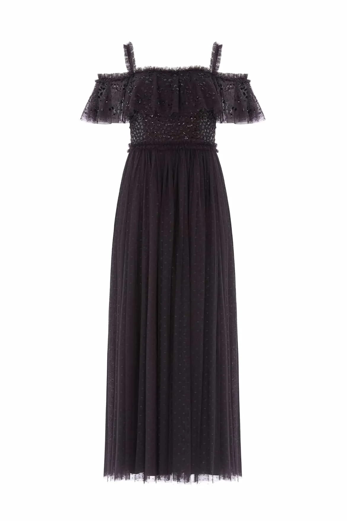 Dappled Sequin Bodice Off-Shoulder Ankle Gown sold by Needle & Thread product image thumbnail 2